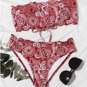 Red paisley bandana bikini